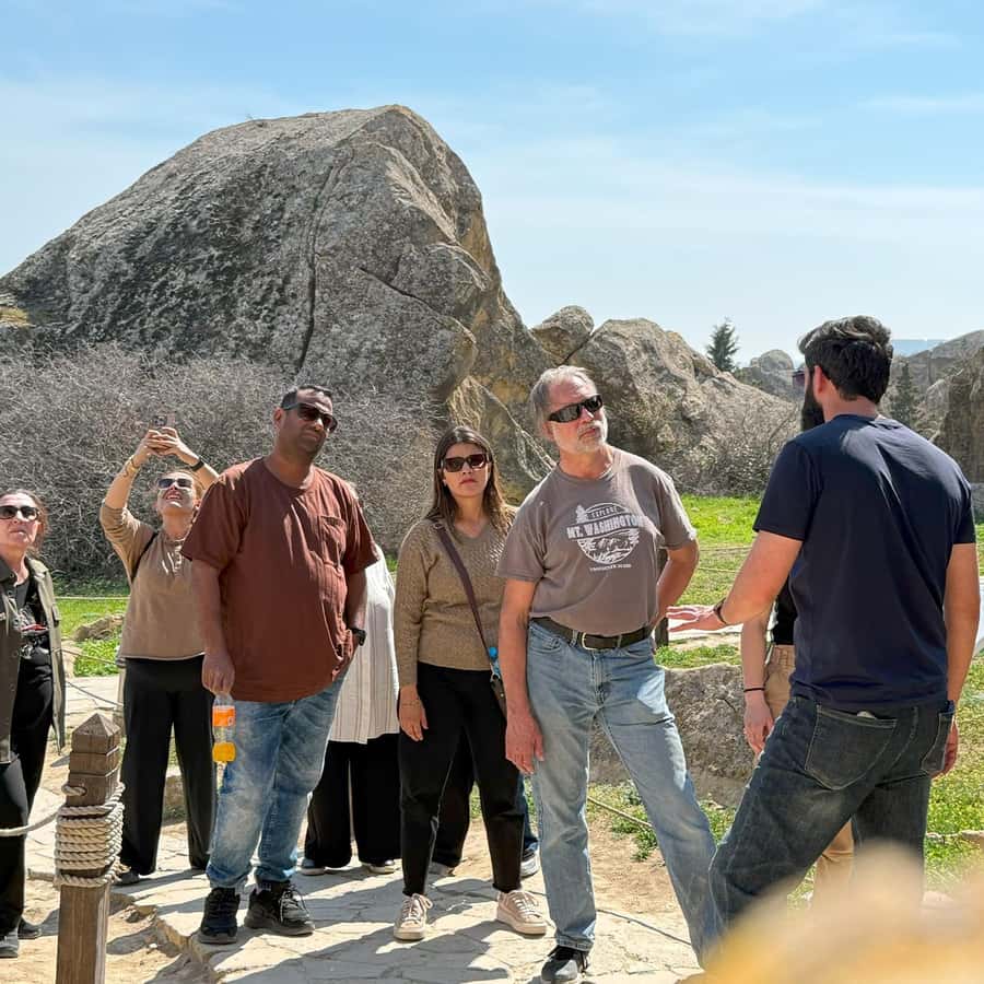 Baku: Gobustan, Mud Volcanoes, Fire Temple, & Yanar Dag Tour - Reading the ancient signs at Gobustan