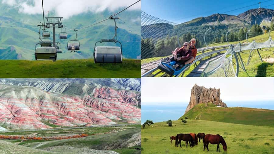 Baku: Guba-Shahdag Resort-Candy Mountain and Laza Waterfall - BeshBarmaq and the quick roadside pause