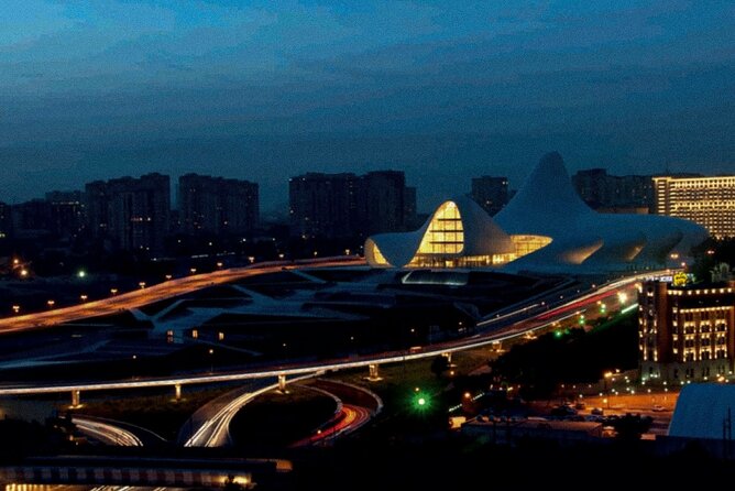 Baku Night City Tour Discover the Magic of Illuminated Landmarks - Highland Park and the Caspian view
