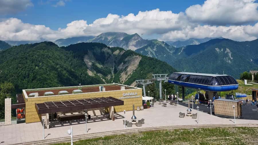 From Baku: Gabala Cable Car, Nohur Lake & Juma Mosque Trip - A short hanging bridge stop breaks up the return