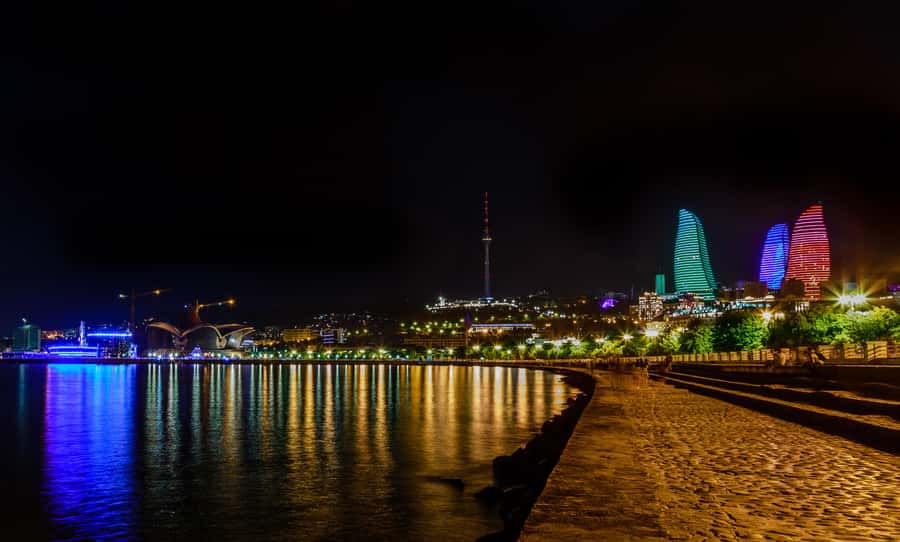 Panoramic Night Baku with Azerbaijan Tour - Baku Boulevard brings you down to the Caspian shore
